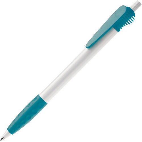 Balpen Cosmo grip hardcolour wit / turquoise