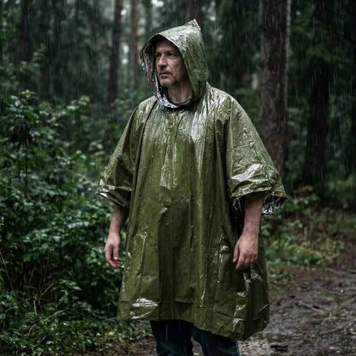 Outdoor Survival 2-in-1 thermische poncho dried green