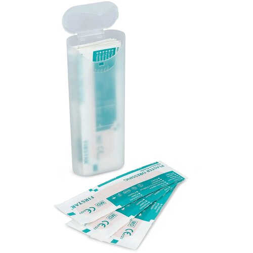 Pleistersdoosje met 10 PE-pleisters (70 × 18 mm) wit