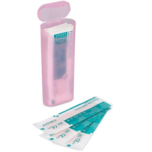 Pleistersdoosje met 10 PE-pleisters (70 × 18 mm) roze