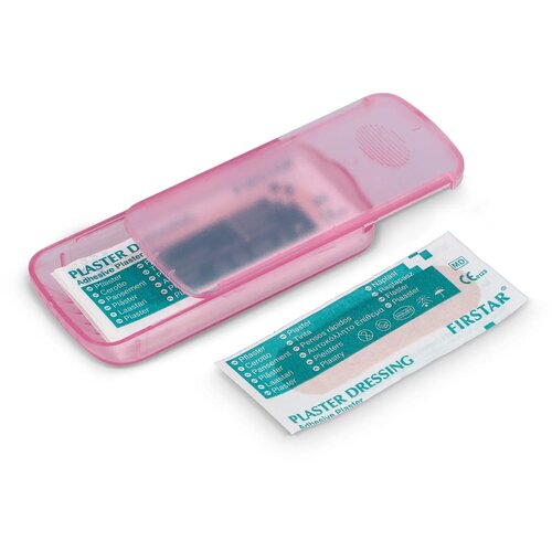 Pleistersdoosje met 5 PE-pleisters (56 × 18 mm) roze