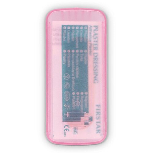 Pleistersdoosje met 5 PE-pleisters (56 × 18 mm) roze