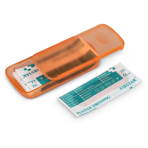 Pleistersdoosje met 5 PE-pleisters (56 × 18 mm) oranje