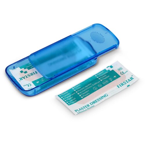 Pleistersdoosje met 5 PE-pleisters (56 × 18 mm) blauw