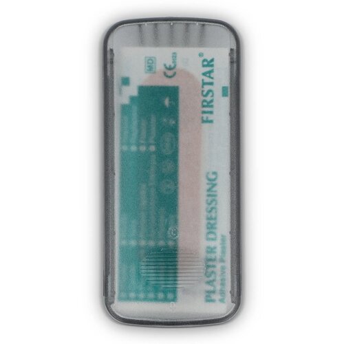 Pleistersdoosje met 5 PE-pleisters (56 × 18 mm) zwart