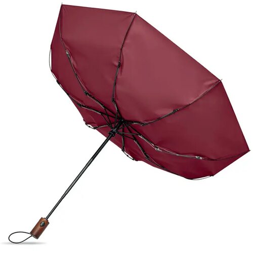 21" auto paraplu houten greep Rayna fold bordeaux