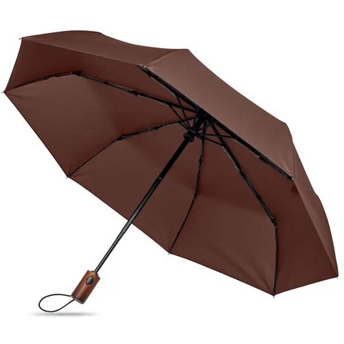 21" auto paraplu houten greep Rayna fold bruin
