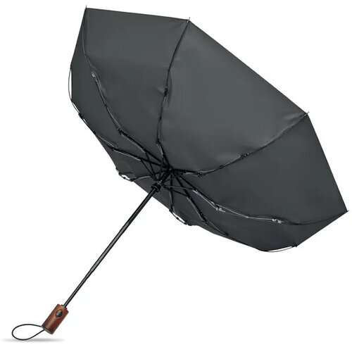 21" auto paraplu houten greep Rayna fold steengrijs