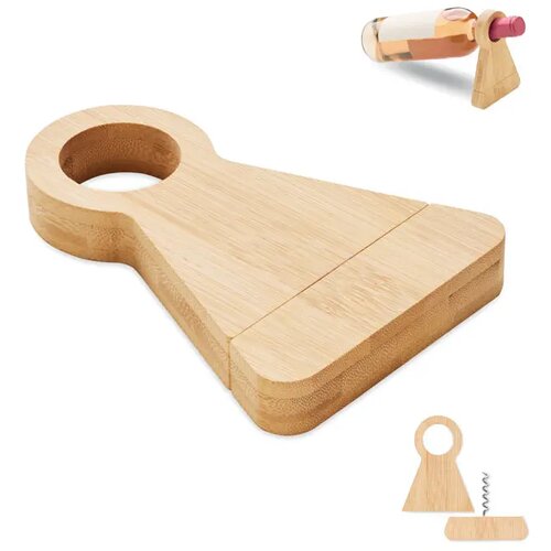 Bamboe flessenhouder & opener Standturn hout